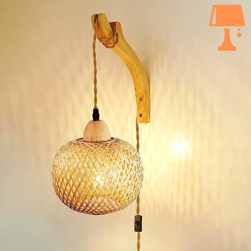 lampe de chevet tombante allumée