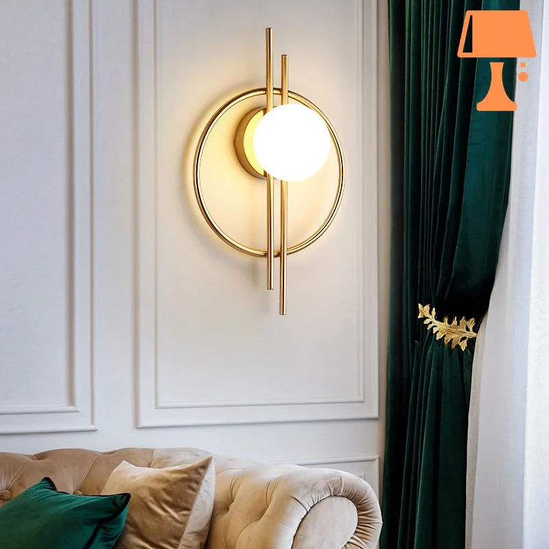 lampe-murale-ronde-dore