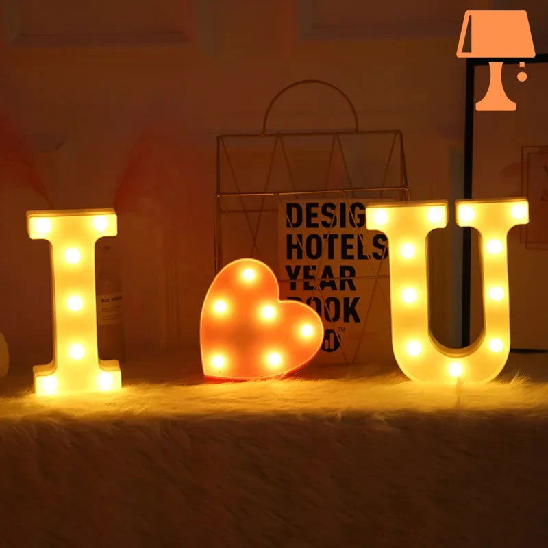lampe de chevet 7 lettres coeur mignon