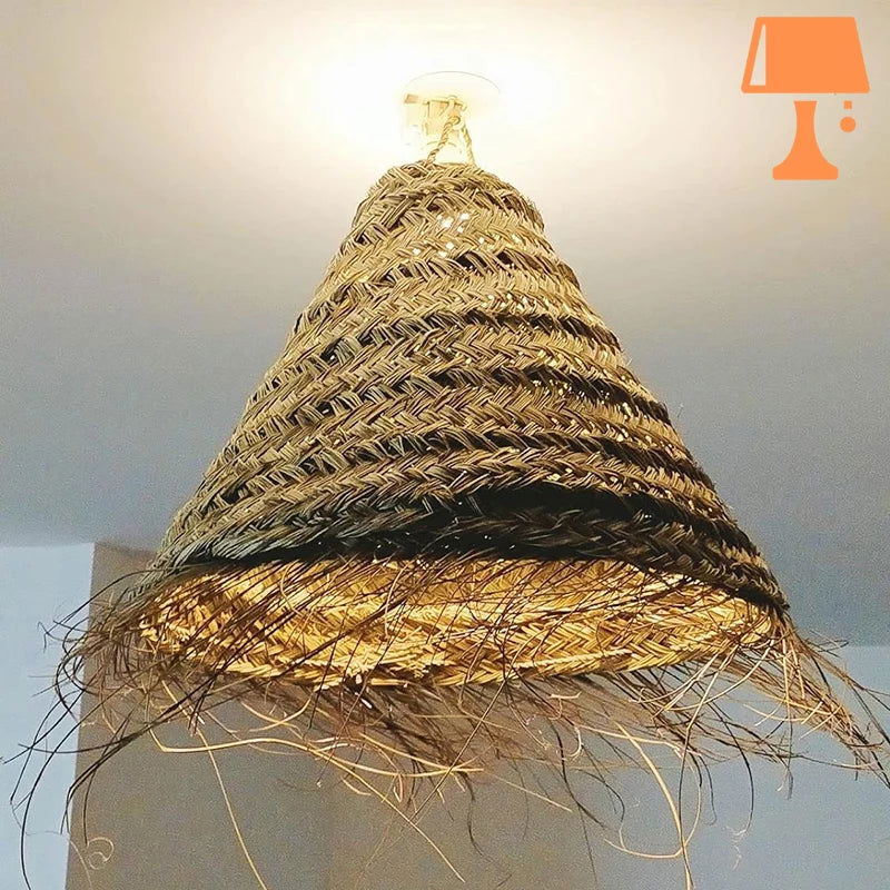 lampe de chevet en paille plafonnier