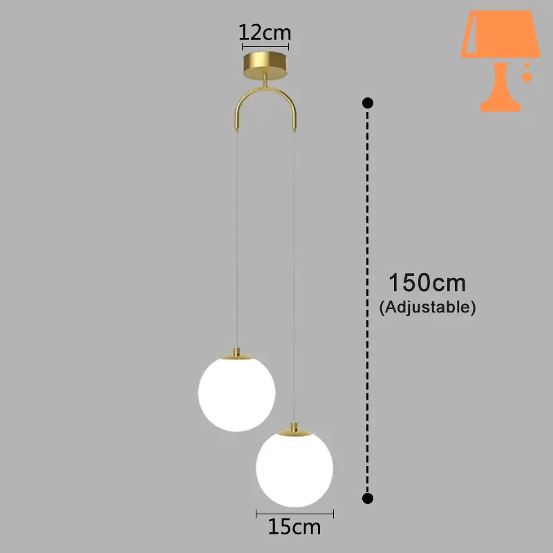 lampe de chevet pendante dorée double