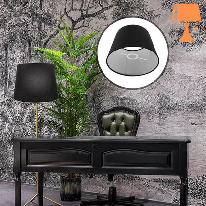 abat-jour rond noir table