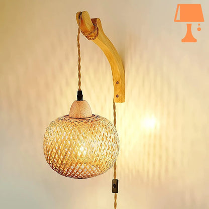 lampe de chevet tombante allumée
