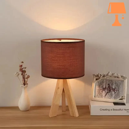 Lampe de Chevet Trépied Bois Salon