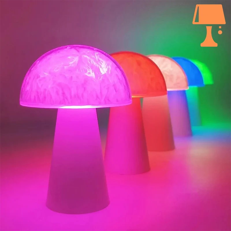 Lampe de Chevet Vintage Champignon Allumée