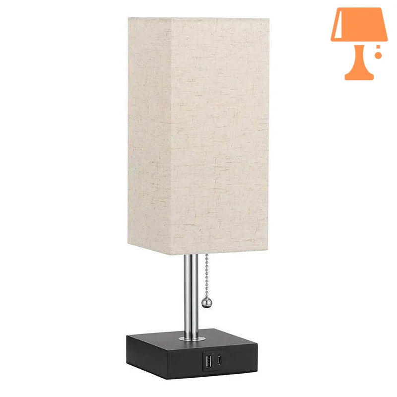 Lampe de Chevet Vintage Tissu Beige