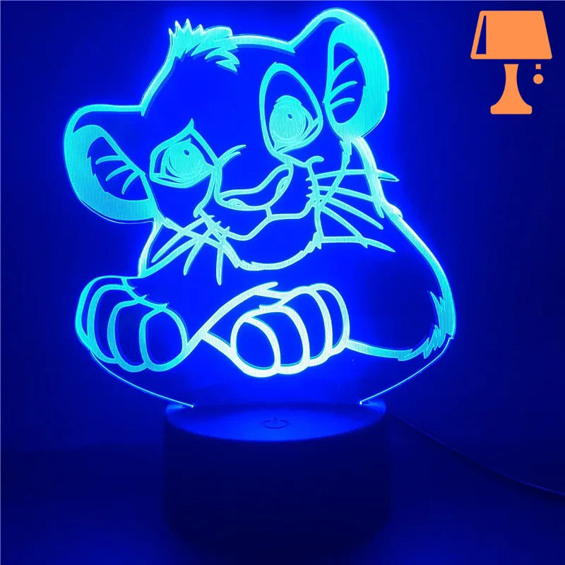lampe lion bébé bleu foncé