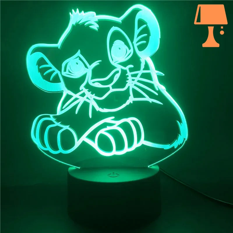 lampe lion bébé  bleu vert