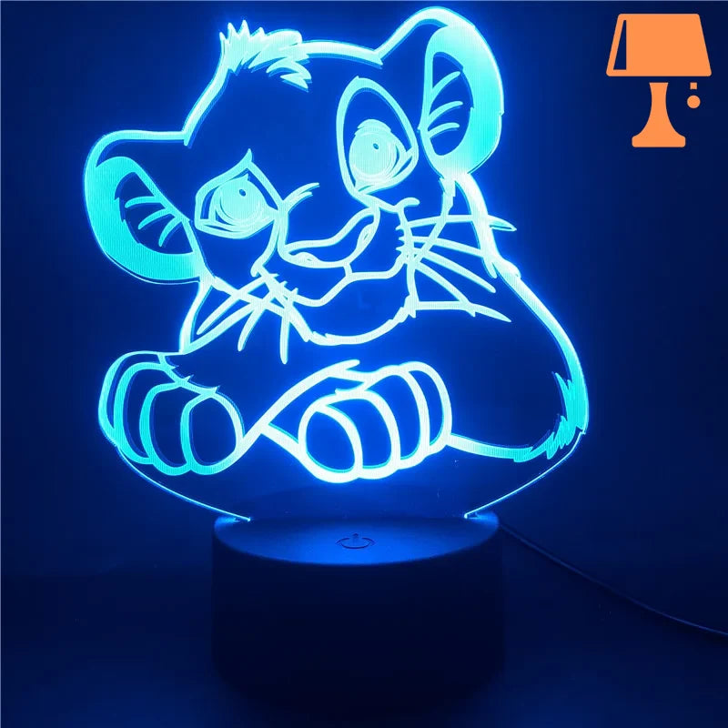 lampe lion bébé bleu