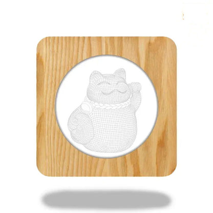 lampe chat bois