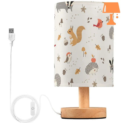 lampe de chevet animaux de la forêt blanc