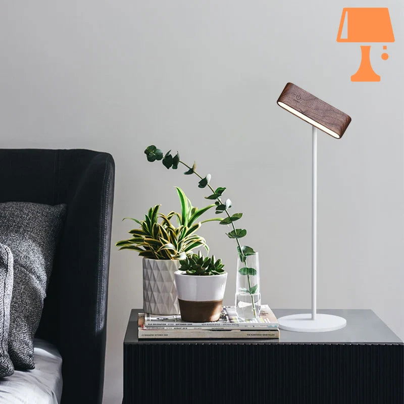 lampe de chevet bois et metal noir design
