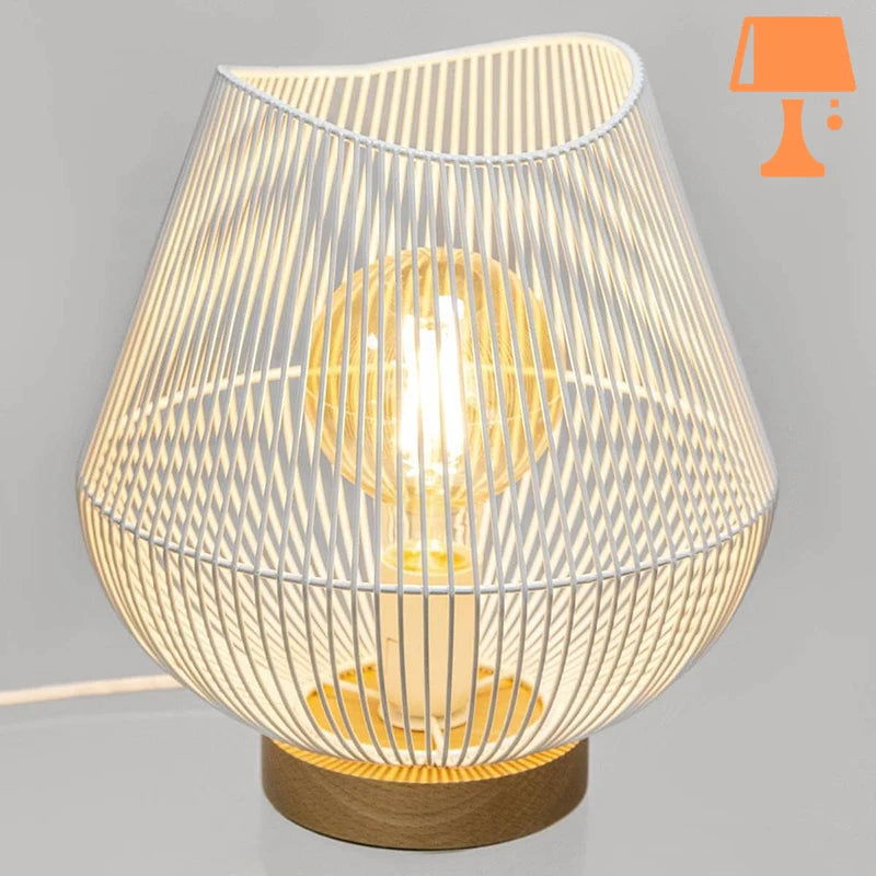 lampe de chevet filaire blanc allumée