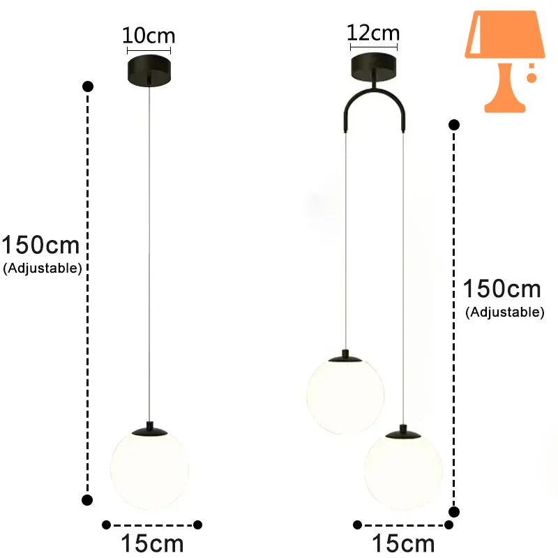 lampe de chevet pendante double mesure