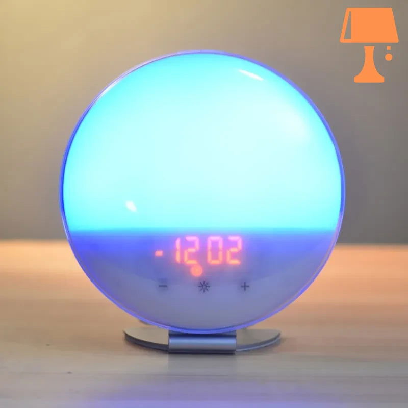 lampe de chevet radio réveil bleu